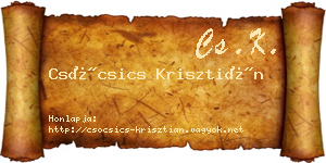 Csócsics Krisztián névjegykártya